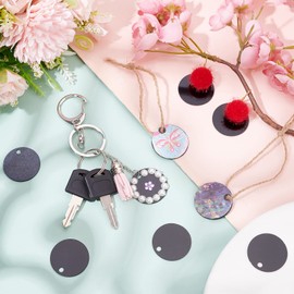 PH PandaHall 50pcs Acrylic Blanks, Black Keychain Blanks 1.1 Inch/30mm Ornaments Blanks Round Circle Disc Christmas Ornaments for Vinyl Painting Engraving Wedding Christmas Lanyards Present Wrap