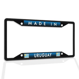 Fastasticdeals Metal Insert License Plate Frame Made in Uruguay Weatherproof Car Accessories Black 4 Holes Solid Insert