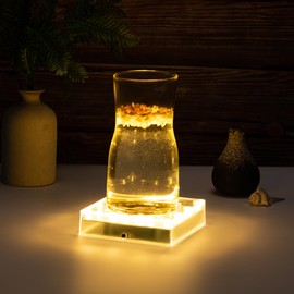 Simplelight 5 Inch Square Led Light Base - Light Base for Glass Art, Ideal Led Display for Vases - Lighted Base for Glass Art (5inch Square LED Vase Base Light, Soft White)