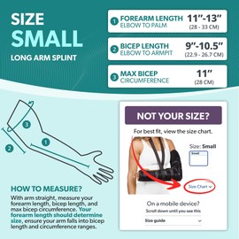 BraceAbility Posterior Long Arm Splint - Elbow Immobilizer Right or Left Forearm Brace with Sling for Fractures, Post-Surgery Recovery, Tendonitis, Bursitis, and Ulnar Nerve Entrapment Relief (S)