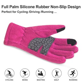 Arcweg Thermal Gloves Polar Fleece Kids for Boys Girls Touch Screen Lightweight Winter Anti-Slip Warm Childrens Gloves Outdoor Insulated Rose Red L,XL