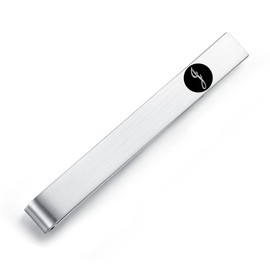 Honey Bear Mens Initial Alphabet Letter Tie Clip Bar - Normal Size Stainless Steel For Business Wedding Gift,5.4cm,Brushed Silver with Black A - Z (J)