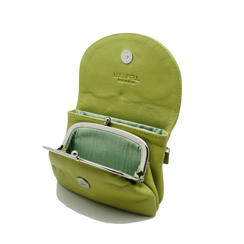 Woman, Lady and Girl Leather Purse, pistachio, Retro