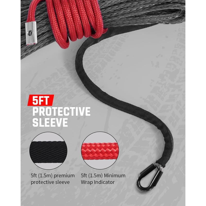 DAYDOOR Synthetic Winch Rope, 1/4 Inch x 50ft 10,000LBS Synthetic