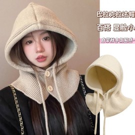 Knit Balaclava Hood Hat Neck Warmer Earmuffs Scarf Winter Warmth lf1991 Free Size/Khaki 4ea
