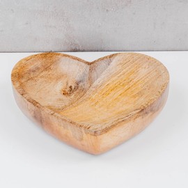 levandeo Decorative Heart Plate 18 x 16 cm Mango Wood Plate Wooden Bowl Heart Shape Natural Table Decoration Home Decoration
