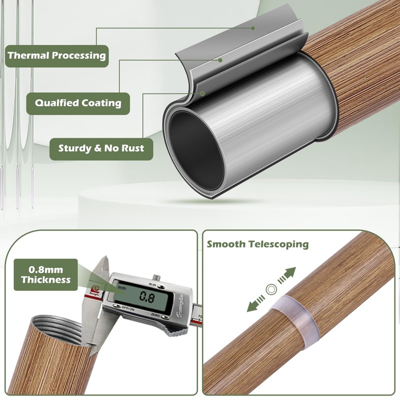 HTZON Wood Curtain Rods for Windows 48 to 84 Inch,1