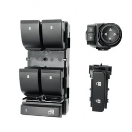 NITOYO Power Window Switch Driver Side & Front Door Lock Switch & Mirror Switchs Compatible with 2007-2014 Chevy Silverado 1500 2500HD 3500HD, GMC Yukon Sierra, Replaces# 25789692, 22883768, 15804093
