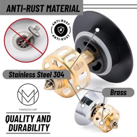 Matte Black O White Stainless Steel Bathroom Sink Drain Strainer with Pop-Up and Overflow