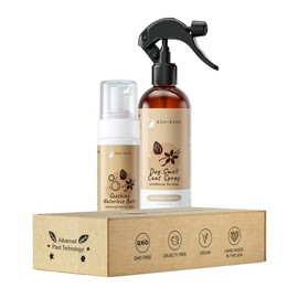 kin+kind Dry Shampoo and Deodorizing Spray Bundle- Waterless Dog Shampoo & Pet Odor Eliminator Deodorizing Spray- Almond+Vanilla Waterless Bath Foam and Easy to Use Dog Coat Spray
