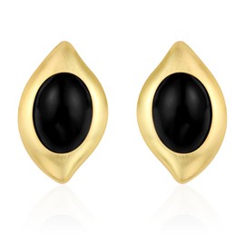 Aprilery Chunky Gold Earrings for Women, Trendy Vintage 14K Gold Plated Black Cubic Zirconia Enamel Stud Statement Earrings Dupes Jewelry for Women Gifts for Her (Black Geometric)