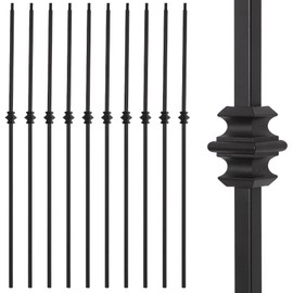 Iron Baluster Staircase Single Knuckle Deck Balusters,44"X1/2" Sturdy Railing Spindles Modern Decorative Stair Railing for Indoor Outdoor Deck Spindles-10pcs Matte Black
