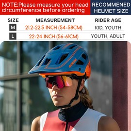 DKONI MTB Mountain Bike Helmet for Youth and Adults, Unisex, Lightweight, Adjustable Fit 54-61cm, Removable Visor and Liners, 17 Large Air Vents (Blue Orange)