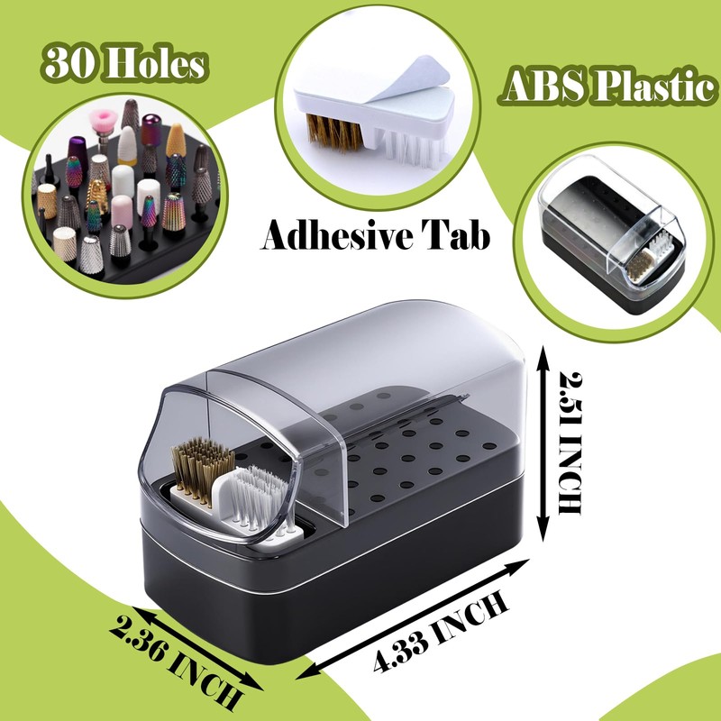 FANTEXY 2-in-1 Nail Drill Bit Holder And Cleaner Brush Case