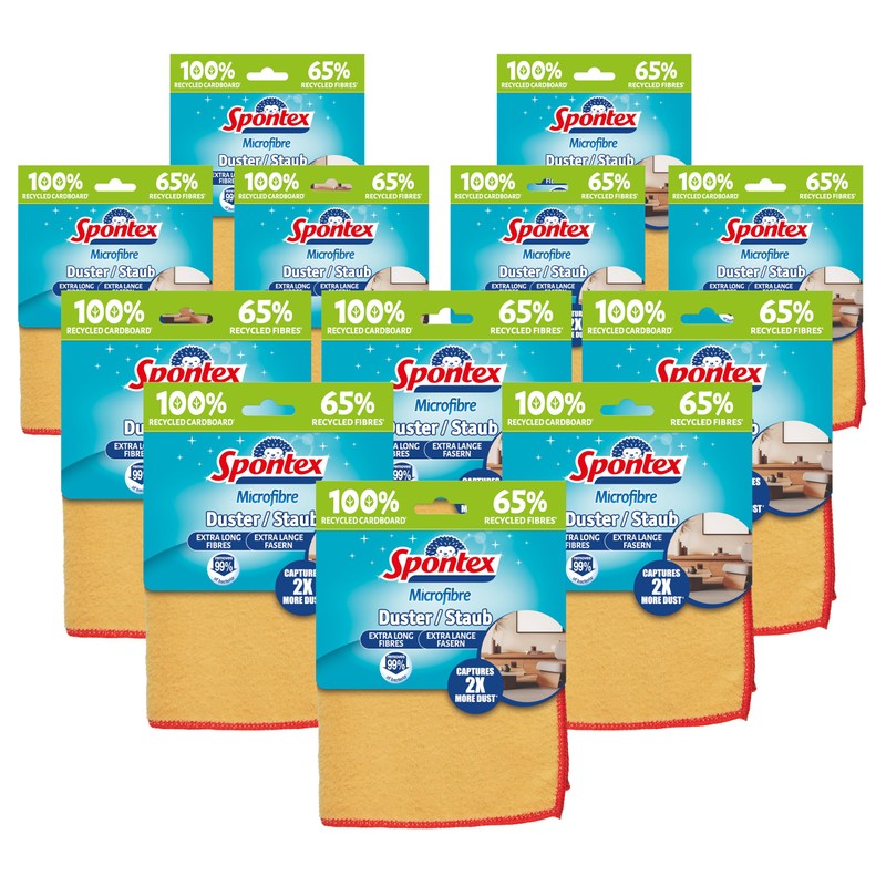 Spontex 12 x 1 x Microfibre Duster, Soft Microfibre Cloths
