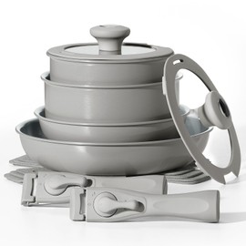 BLAZANT Ceramic Pots and Pans Set Nonstick, Detachable Handle Pots and Pans, Induction Cookware Sets for Induction Cooktop, RV Kitchen Cooking Set, Oven Safe, 14-Piece