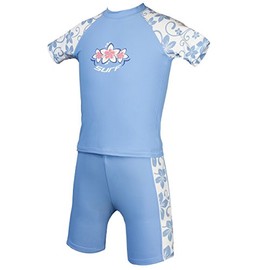 Kidz Swimmers Girls UV Sun Protection Rash Vest and Swim Shorts UPF 50+ Placid Blue (9-10 Years)