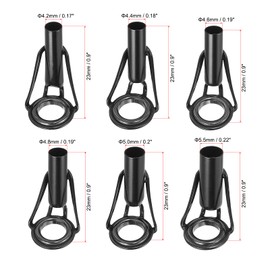 PATIKIL 4.2-5.5 mm Fishing Rod Tip Repair Kit 6 Pieces Stainless Steel Stake Ring Guide Replacement for Saltwater Freshwater Fishing Black