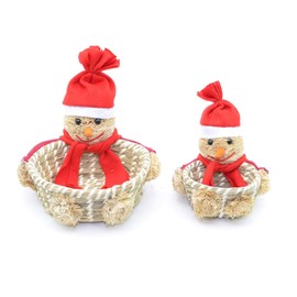 Shatchi Handmade Snowman Christmas Baskets Set Xmas Home décor Shop Pub Sweet Decorations, Multi