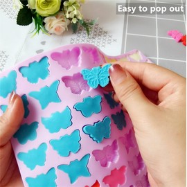 Tadonyny Mini Butterfly Silicone Molds for Chocolate Gummy Candy, Butterfly Mint Molds Ice Cube Molds with Scraper (butterfly)