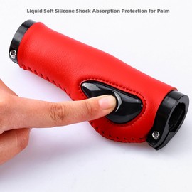 NELboNs Bike Grips Anti-Slip Silicone Comfortable Leather Hand Grips with Handlebar Bike Ring Bell Set Compatible with Folding Bikes Mountain Bicycle,Black