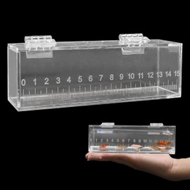 Fish Viewing Box Container with Lid and Scale, Acrylic Portable Fishing Mini Aquarium, Small Fish Breeder Hatching Boxes, Safe Tank Case for Breeding Egg Photo Isolation Outdoor Indoor