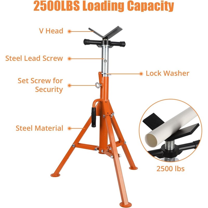 Gravee Heavy-Duty Pipe Stand Adjustable Folding Pipe Jack Stand |