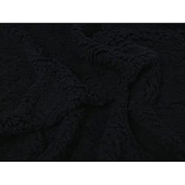 Mary's Lamb Coral Sherpa Fleece Fabric Material - Black, 1Mtr 150cmx100cm