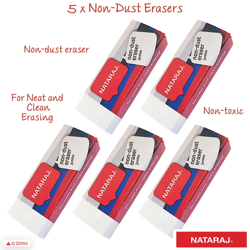 B2S Jumbo Size Eraser Set, Pack of 5, Large Sleeve