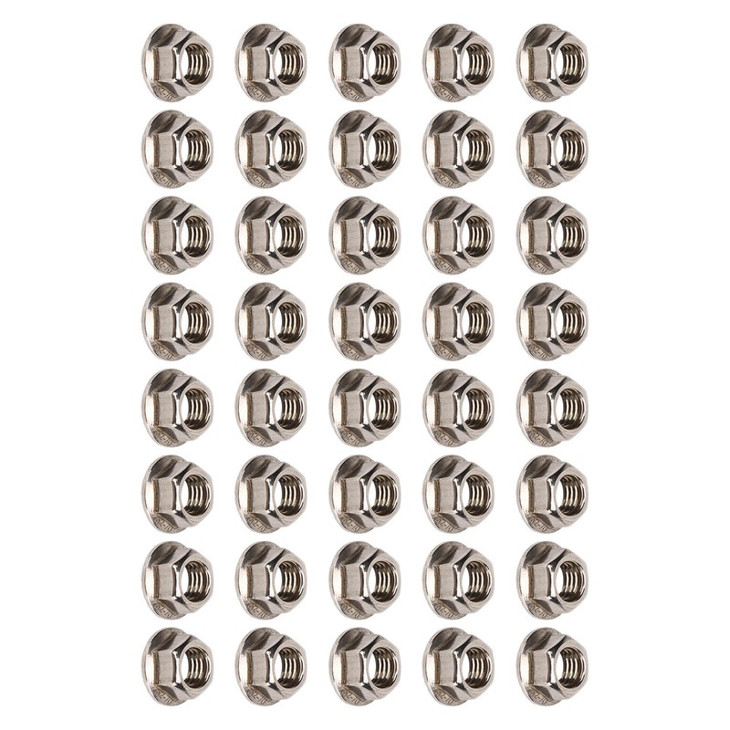 40pcs M10x1.25mm Hxagonal Flange Nuts Stainless Steel Rust Resistant Fine