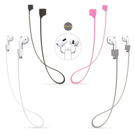 QYTOJQX Airpods Strap Magnetic Cord Anti-Lost Leash Sports String, 4 PCS Colorful Soft Silicone Earphone Lanyard, Compatible for Airpods Pro/3/2/1 (White Black Pink Grey)