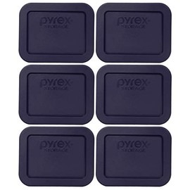 Pyrex 7213-PC 1.9 Cup Dark Blue Rectangle Plastic Food Storage Lid (6-Pack)- Made in USA