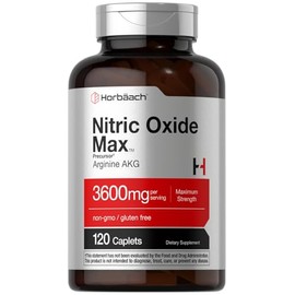 Horbäach Óxido Nítrico Max 3600 mg – 120 Cápsulas con Arginina AAKG – Suplemento Preentrenamiento Vegetariano, Sin Gluten ni OMG