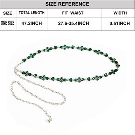 ILuvatar glass diamond chain belt metal metal belt women's western style belt women's belt bling bling F009, Large, Metal