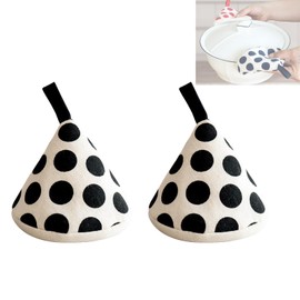 Bornoon Triangle Pot Holder, Set of 2, Stylish, Cute, Scandinavian Style, Heat Resistant Mittens, Ironing Handle, Non-Slip, Thick, Double Handle, For Cooking, Staub Handle, Pot Lid, Cloth Included,