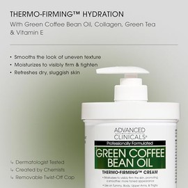Advanced Clinicals Green Coffee Bean Oil Thermo-firming Body Cream 16oz Spa Size