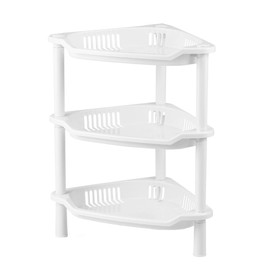 Cabilock 3 Shelves Layer Storage Shelf Cubby Storage Shelf Shelf Storage Home Organizer Corner Small Stand Rack Bathroom Desk Plastic Basket Household Kitchenwhite for Storage Shelf Bathroom Shelves