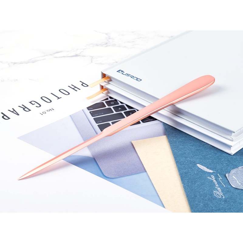 MUSROD 9" Rose Gold Metal Letter Opener with Minimalist Design,