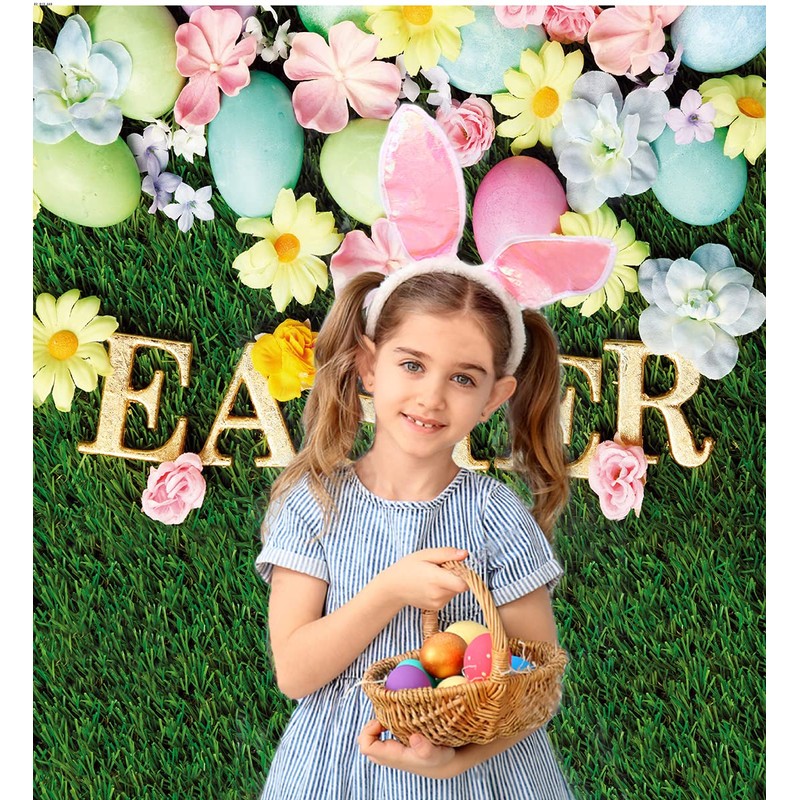 CYLYH 5x7ft Easter Backdrop Spring Easter Photography Backdrop Green Grass