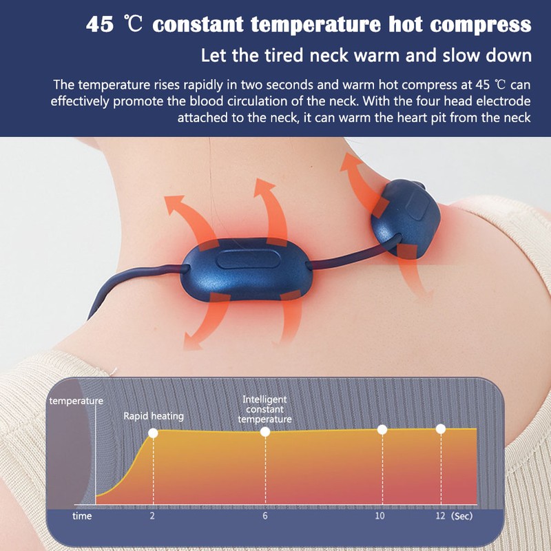 Mini Neck Massager Portable Cervical Spine Massage Device Pulse Hot