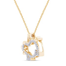 AFFY Round Cut White Cubic Zirconia Flying Pig Charm Pendant Necklace in 14k Yellow Gold Over Sterling Silver