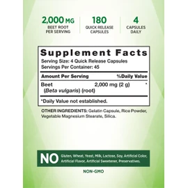 Nature's Truth Beet Root Capsules | 2,000mg | 180 Count | Non-GMO and Gluten Free Supplement
