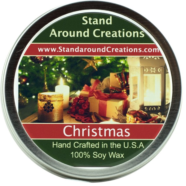 Premium 100% All Natural Soy Wax Aromatherapy Candle - 4 oz Tin Christmas: Christmas combines orange spice notes from the kitchen, fir and pine notes from the Christmas tree, and an earthy smokiness from the fireplace. This fragrance is infused with natur