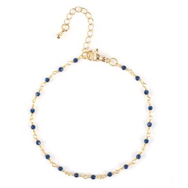 Blue Tourmaline Bracelet for Women Stone Beaded Crystal Girls Gift for Yoga Meditation Healing Stone Bracelet as Mother Friendship Present(single layer)