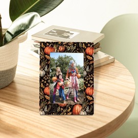 WTOGQ Vintage Autumn Fall Picture Frame, Farmhouse Rustic Pumpkins Maple Leaf Photo Frame 4X6, Thanksgiving Gifts, Botanical Autumn Leaves Wooden Photo Picture Frames for Desk Tabletop Decor