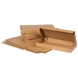 Restaurantware Eco Pie Kraft Paper Corrugated Flatbread Box - 14" x 7" x 1 1/2" - 50 count box