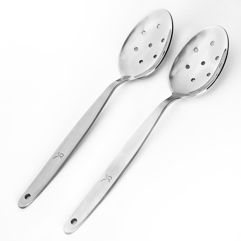 BNAZIND 8 Inch Kunz Perforated Small Spoons Set of 2