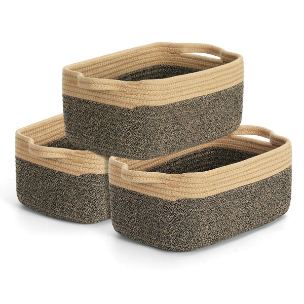 LOVSTORAGE Woven Baskets for Organizing, Cotton Rope Storage Baskets for