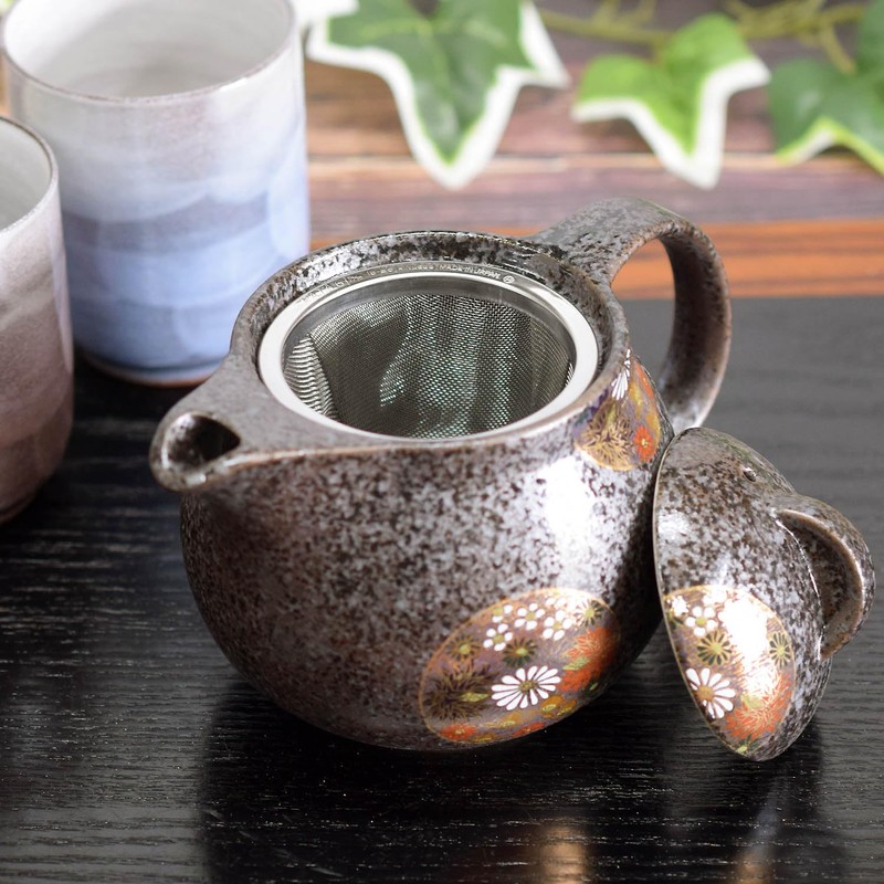Teapot Stylish Kyuyaki Teapot Pot Leaf Pattern Ceramic Japanese Dinnerware