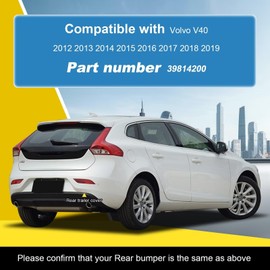 Goholy Car Rear Bumper Tow Hook Cover Compatible with Volvo V40 2012 2013 2014 2015 2016 2017 2018 2019 Trailer Cover Cap 39814200 Small Lid Towing Eye Cap Crystal White Right Passenger Side